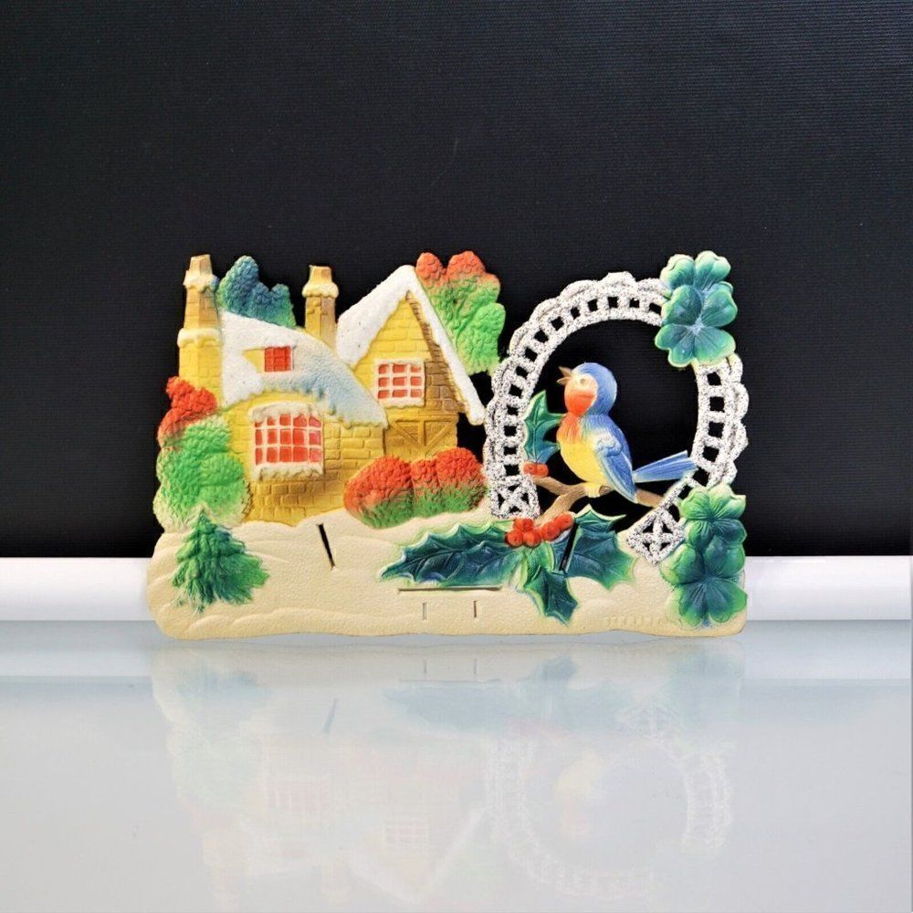 Good Luck Sign Vintage 1950s German Die Cut Wall Art Holiday Gift